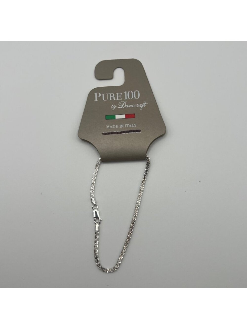 Danecraft Pure 100 Popcorn Chain Necklace 10% Silver 24" Italy NOS Original Card